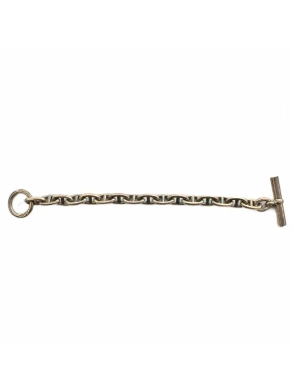Hermes Vintage Chaine D'ancre MM 16 Links Cursive Stamp Bracelet Chain Silver